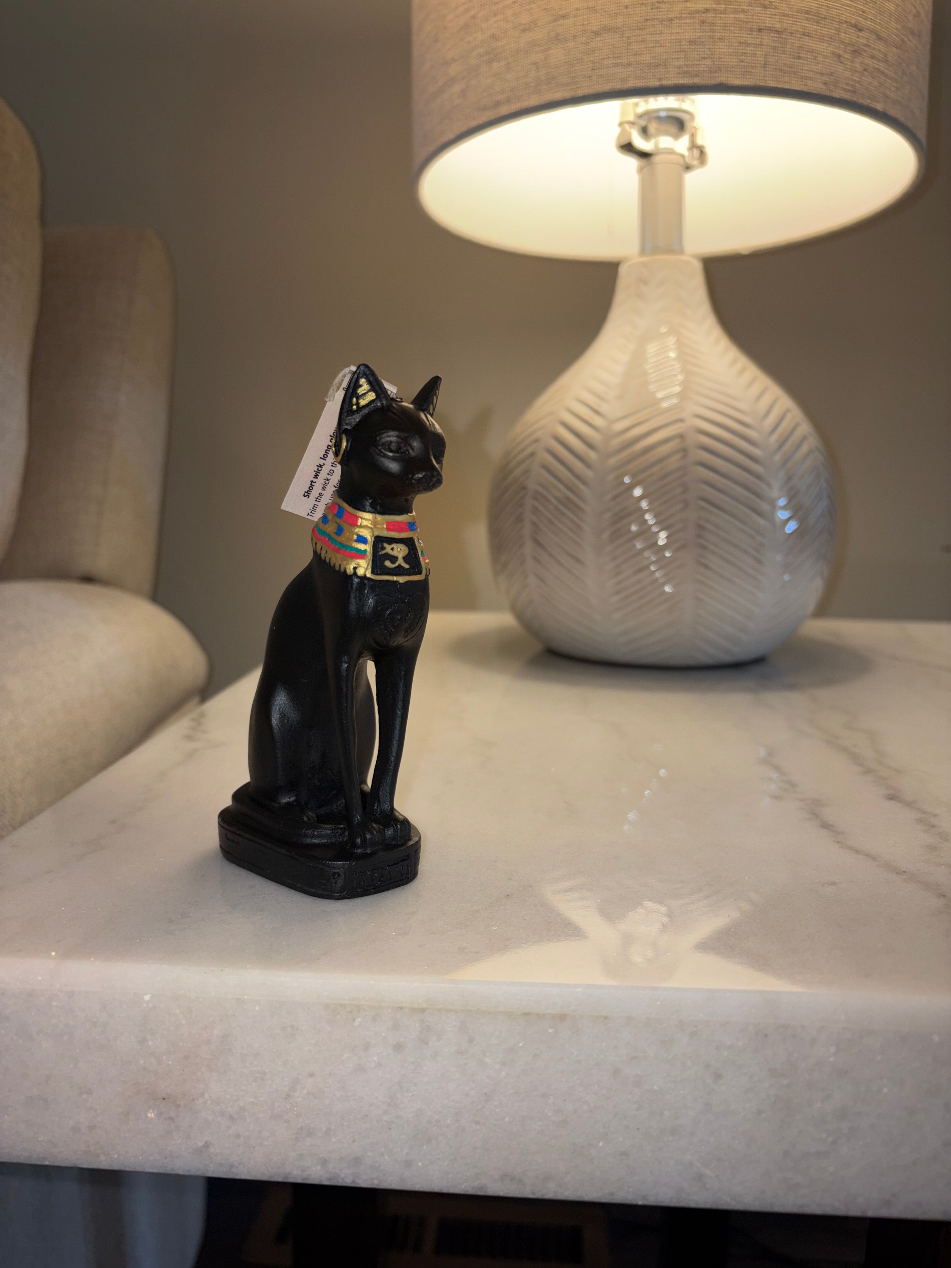 Bastet Goddess Sculpture Candle | Egyptian Cat Goddess Home Decor