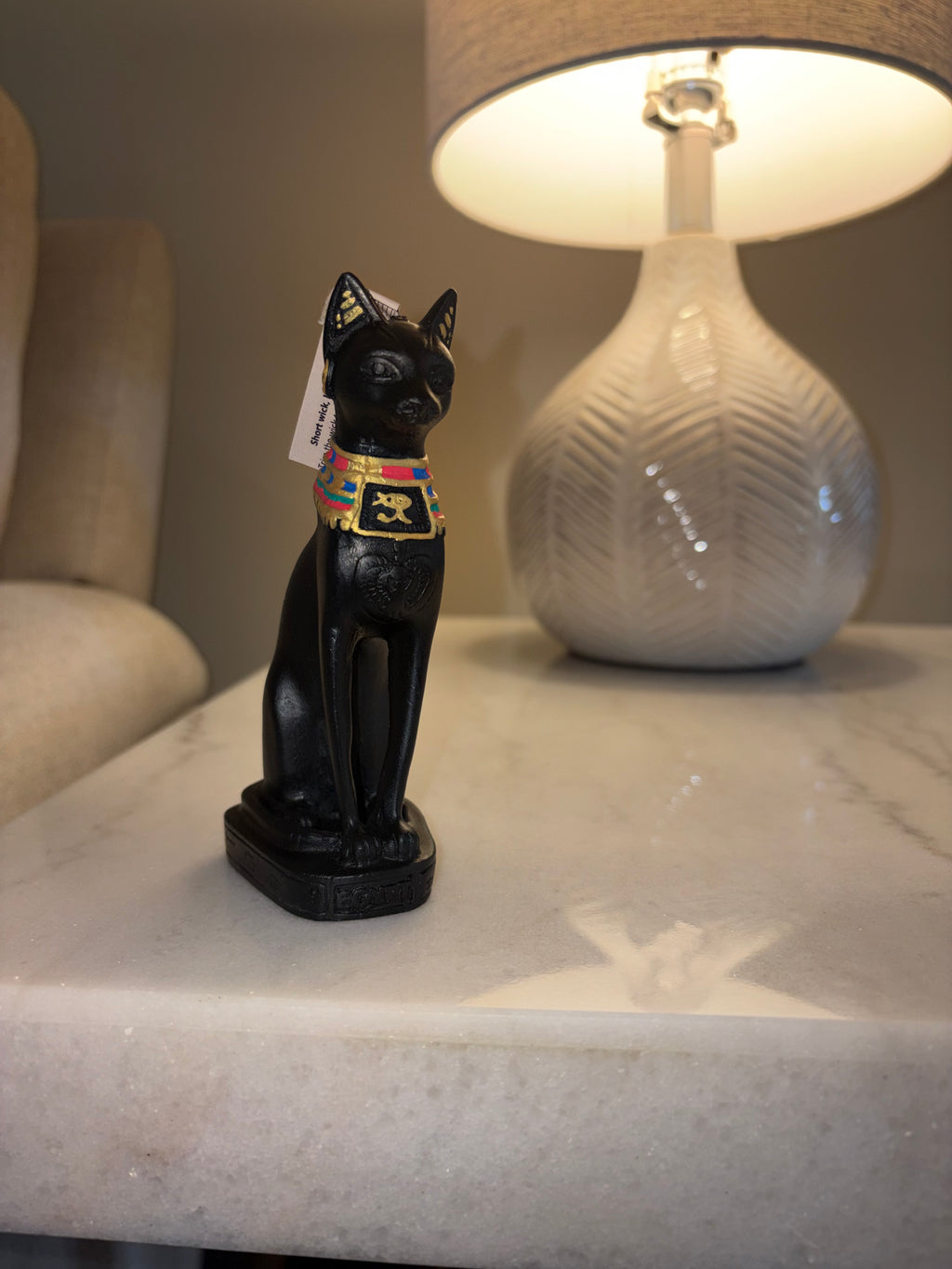 Bastet Goddess Sculpture Candle | Egyptian Cat Goddess Home Decor