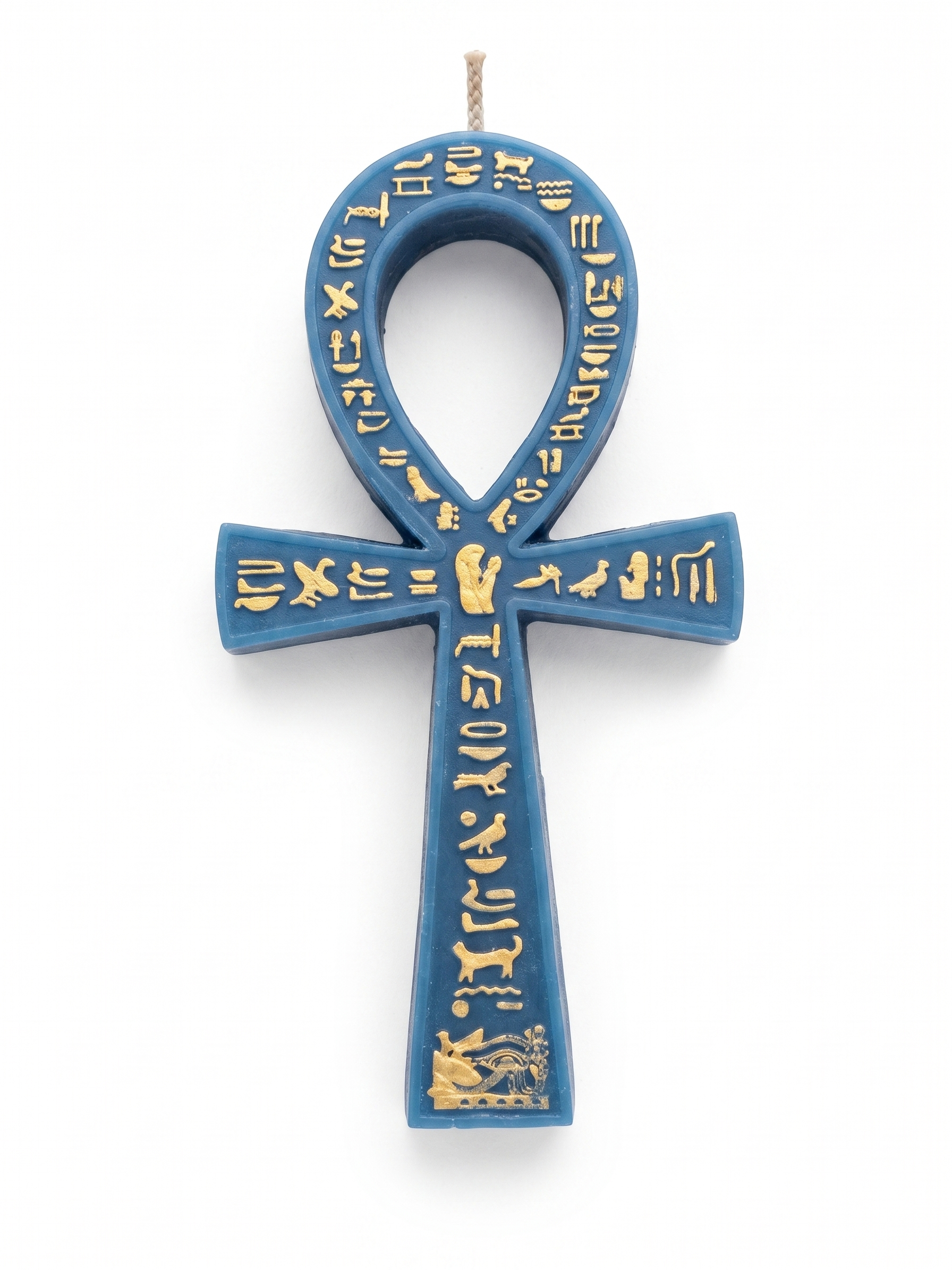 Lapis Blue Sculptural Ankh Candle
