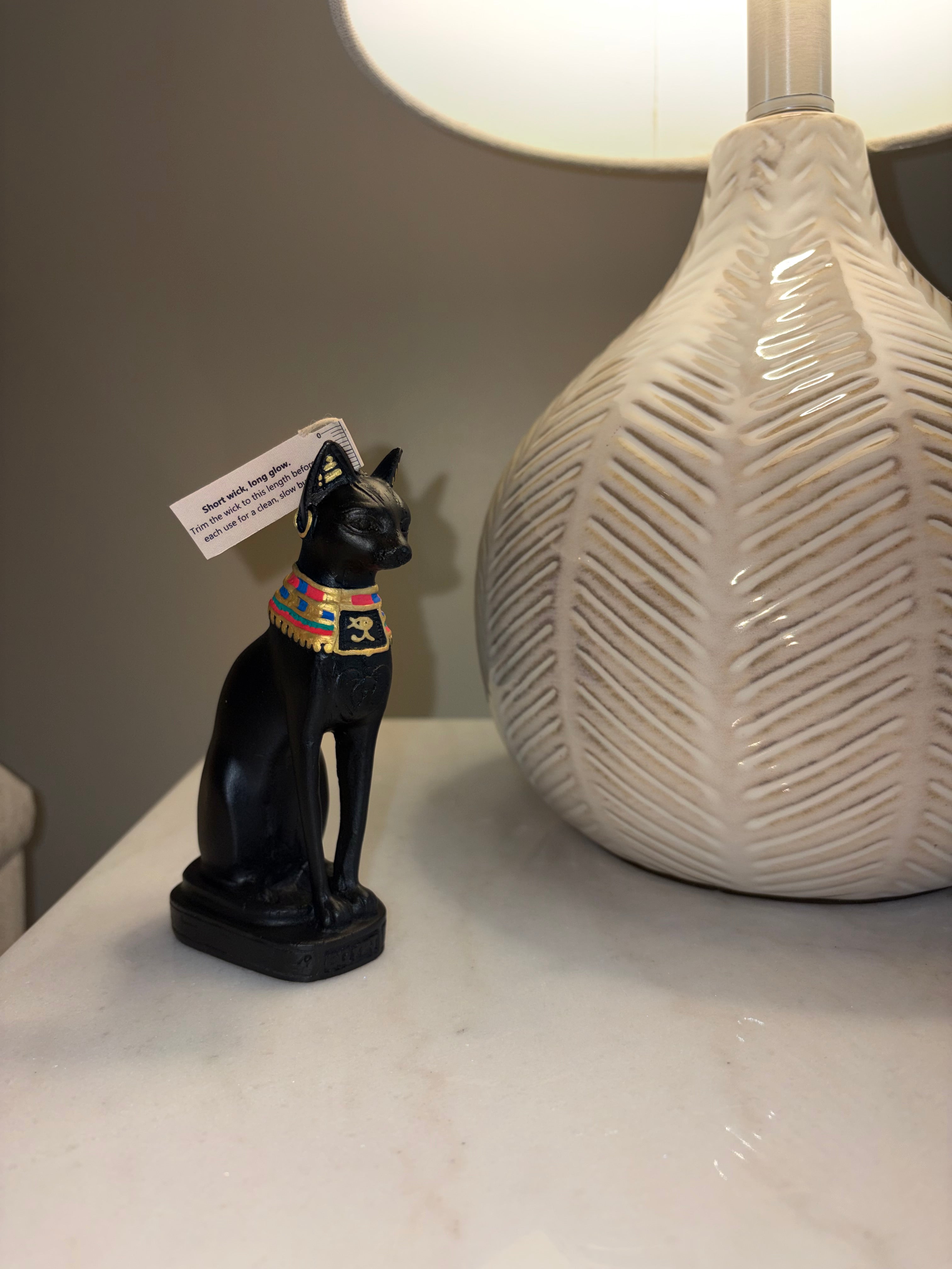 Bastet Goddess Sculpture Candle | Egyptian Cat Goddess Home Decor