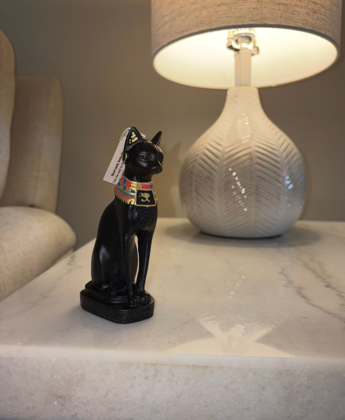 Bastet Goddess Sculpture Candle | Egyptian Cat Goddess Home Decor