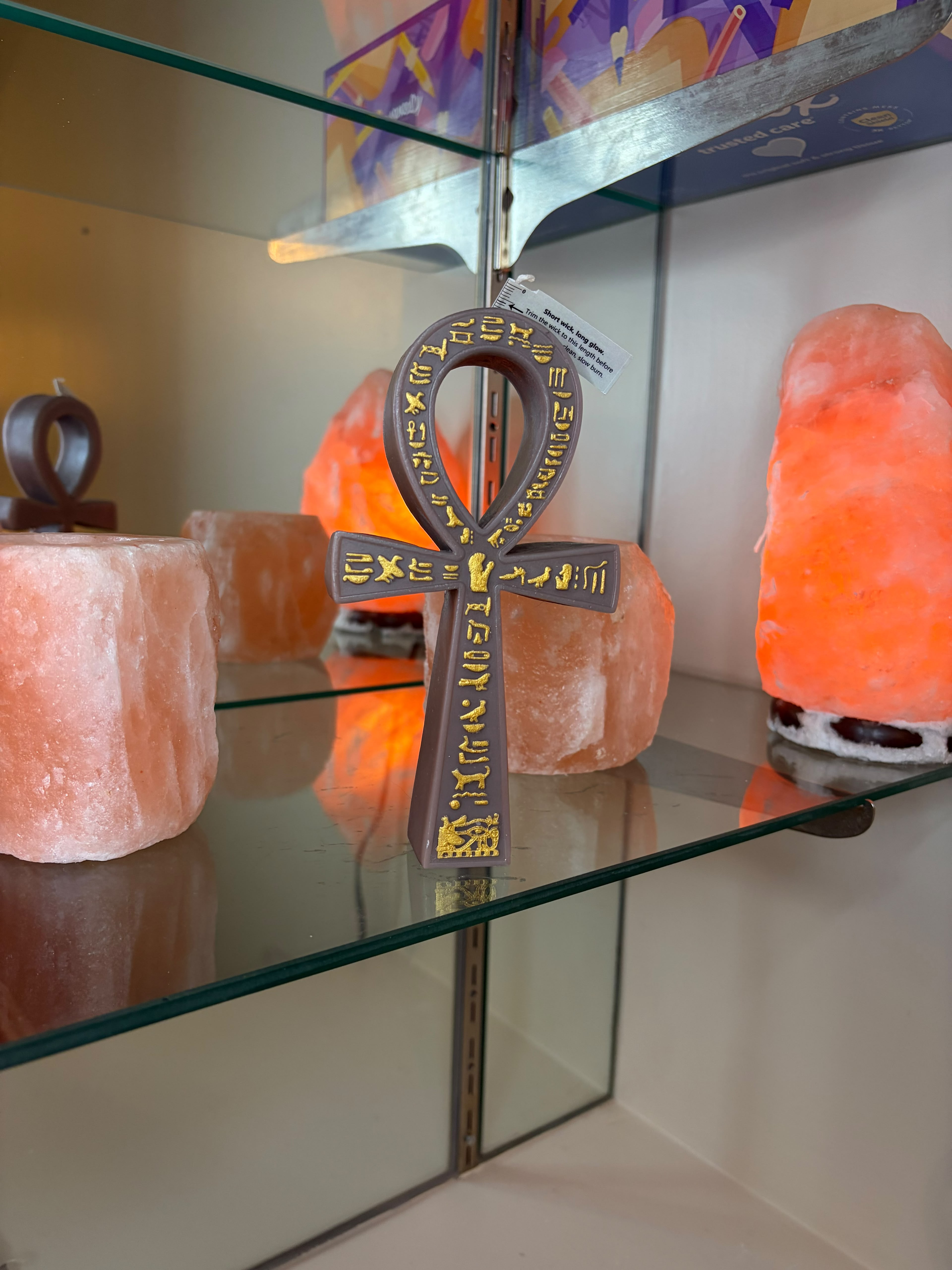 Green Nile Sage Sculptural Ankh Candle | Earthy Egyptian Home Decor