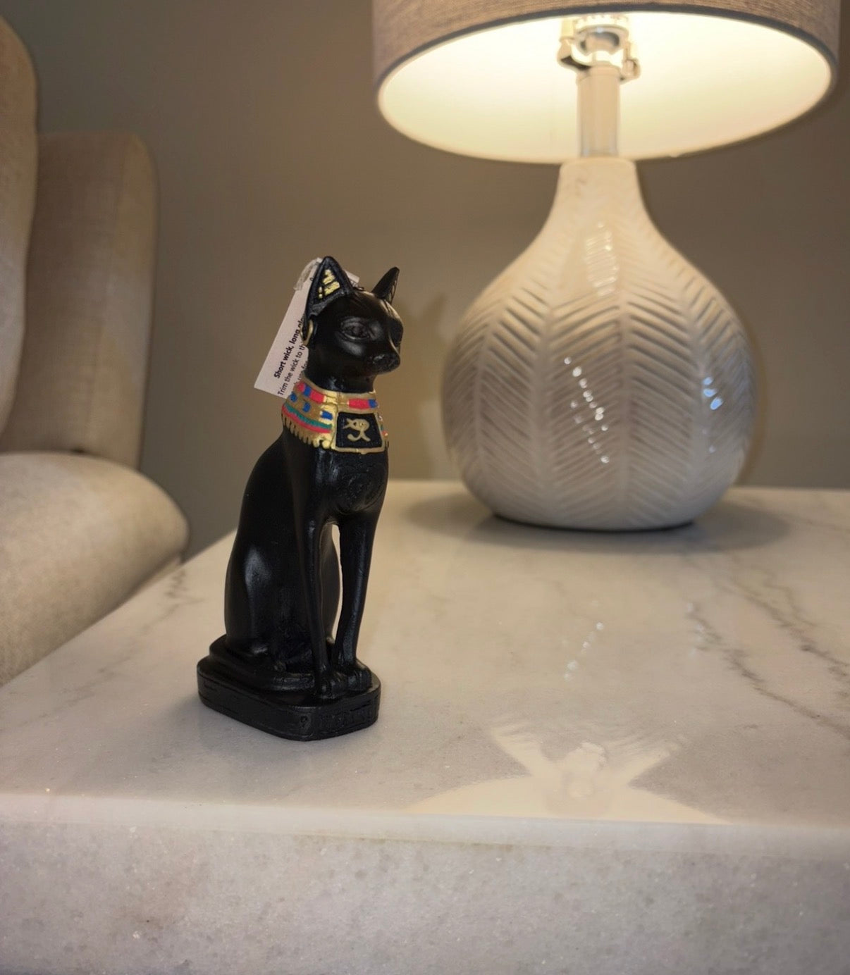 Bastet Goddess Sculpture Candle | Egyptian Cat Goddess Home Decor