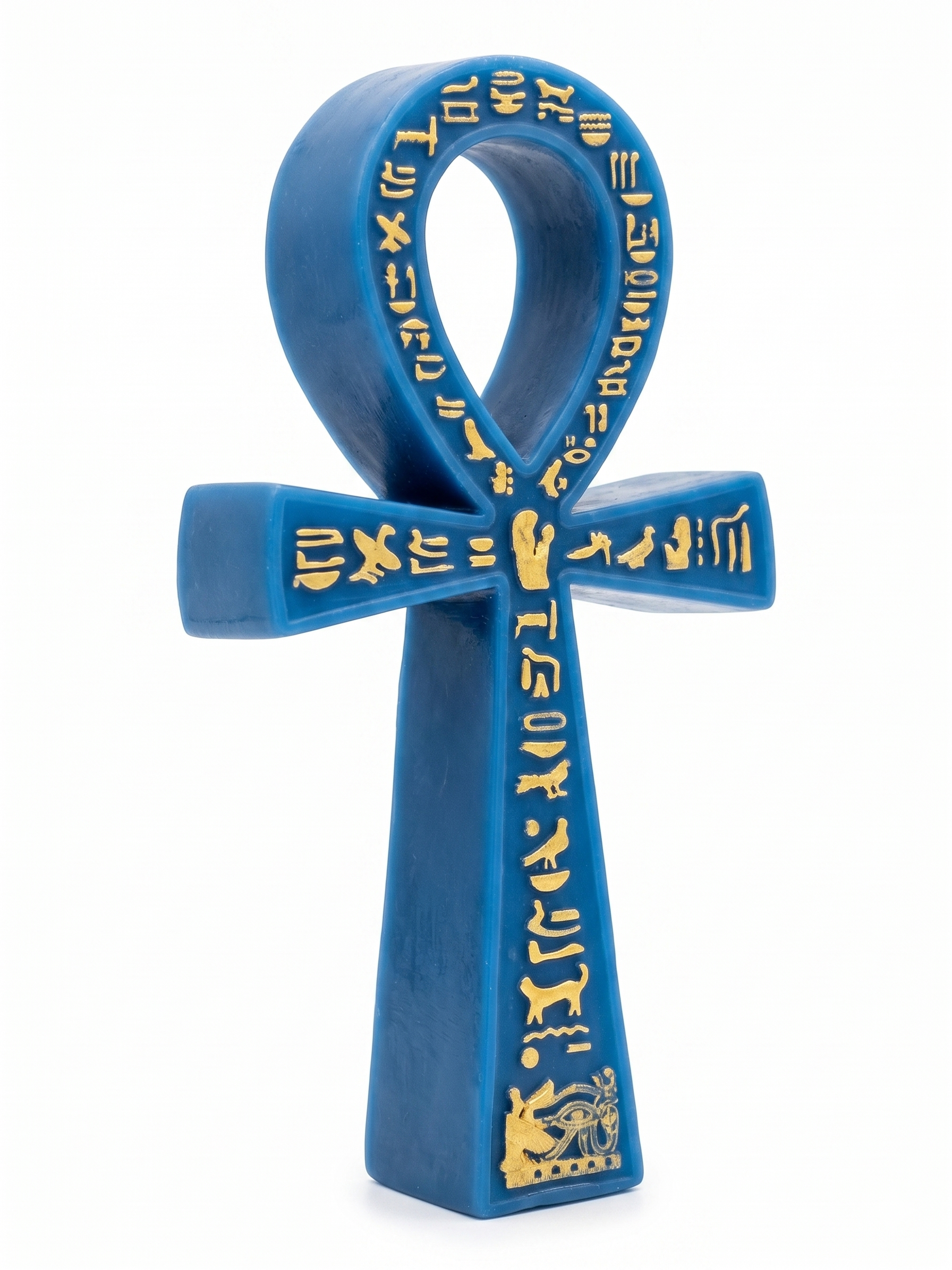 Lapis Blue Sculptural Ankh Candle