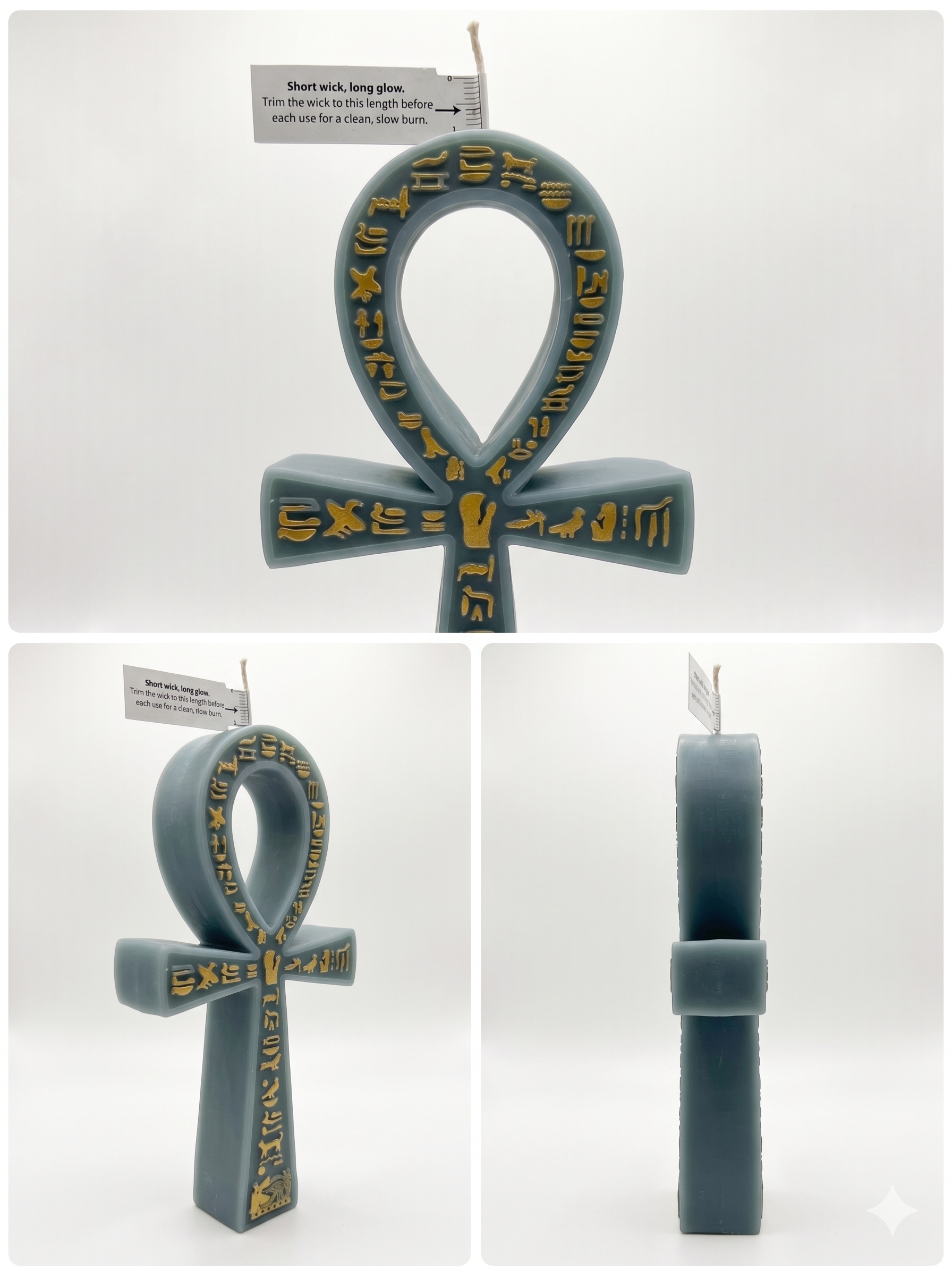 Green Nile Sage Sculptural Ankh Candle
