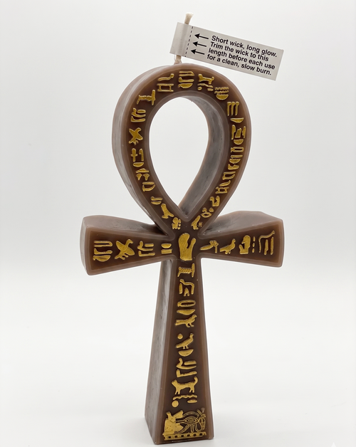 Desert Sand Beige Sculptural Ankh Candle