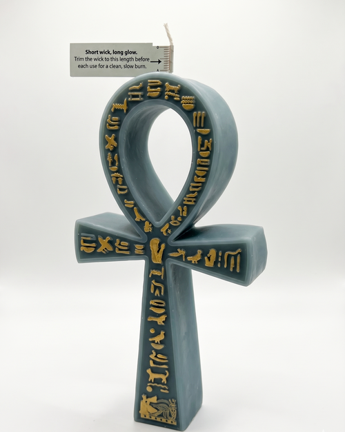 Green Nile Sage Sculptural Ankh Candle